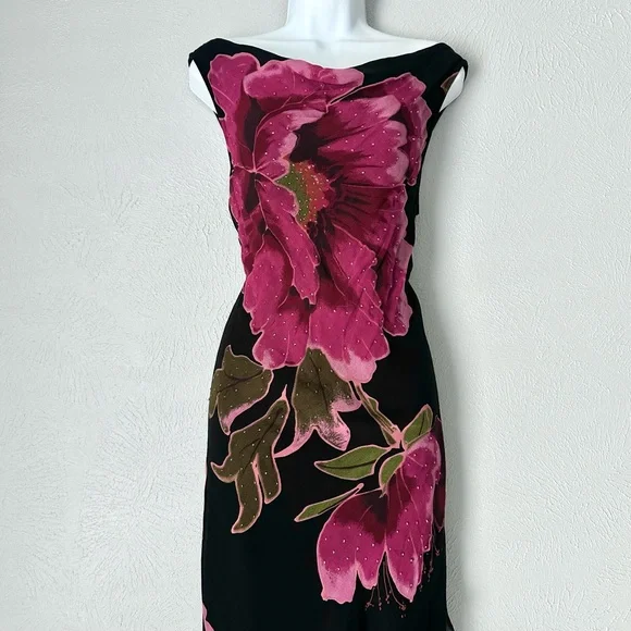 Gorgeous Vintage Floral Beaded Dress - Picture 2 of 9